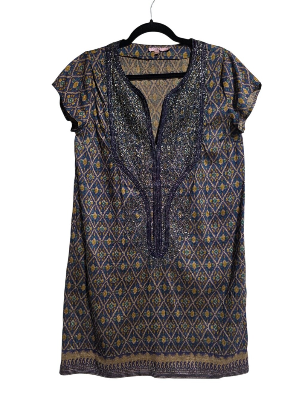 CALYPSO ST. BARTH SILK EMBELLISHED RESORT TUNIC DRESS COVERUP BOHO LUXE SZ S - Picture 2 of 10